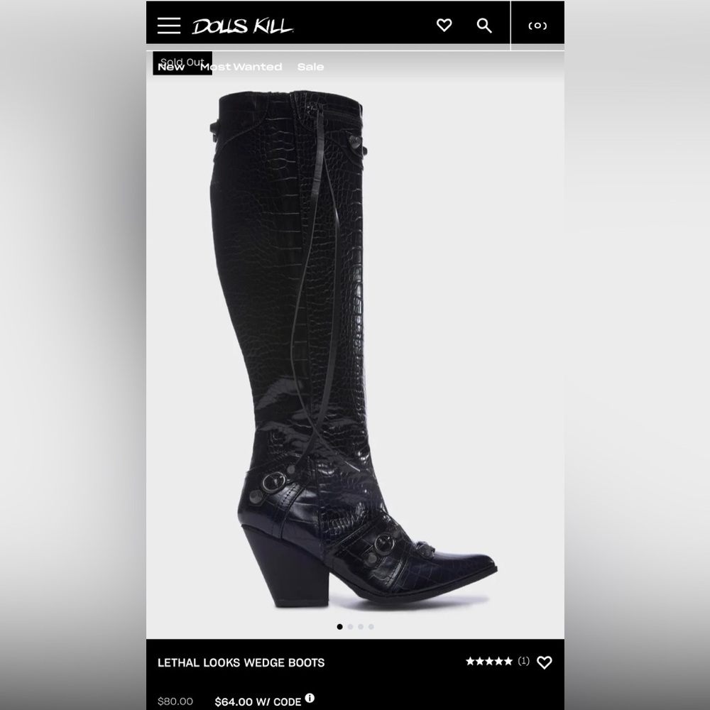 Lethal looks dolls kill goth cowboy boots - Picture 2 of 3